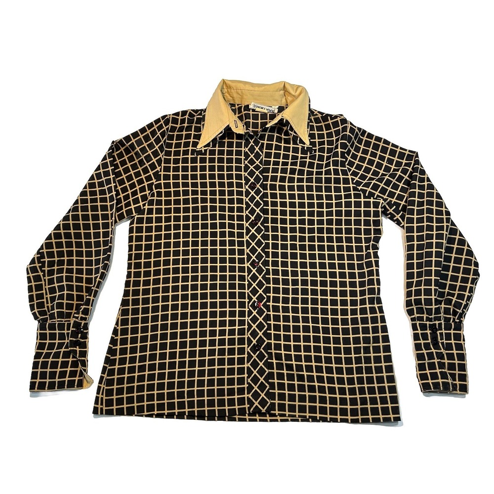 CONTESSA MONIQUE Florence Alper Splendid 70s Vintage Blouse Size‎ 16 Plaid